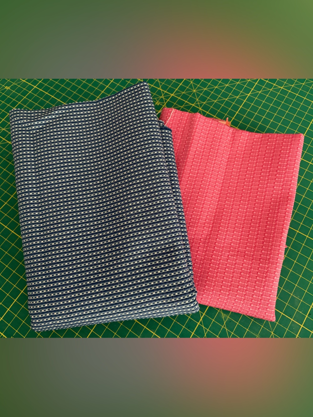 Blue and Pink Textured Fabric Pair